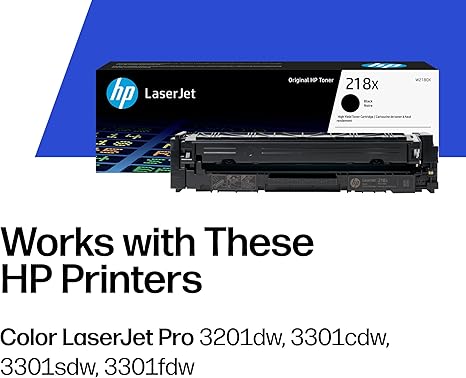 ink2 HP 218X Black High-Yield Toner Cartridge | Works with Color LaserJet Pro 3201, MFP 3301 Series | W2180X